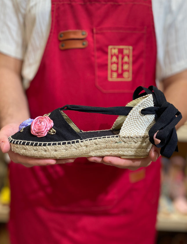 Custom-made Espadrilles Flat Wedge Big Roses