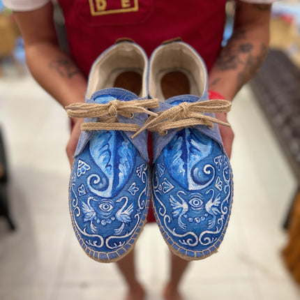 Custom-made Blue Dream Painted Espadrilles