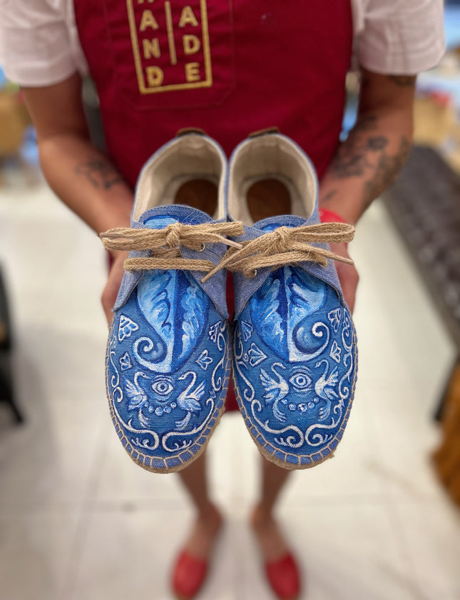 Custom-made Blue Dream Painted Espadrilles