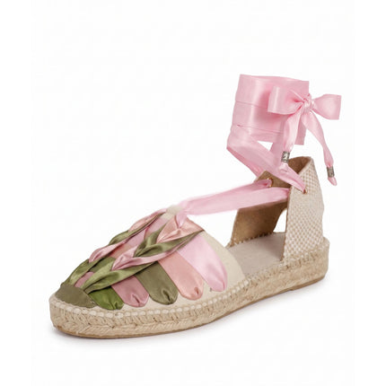Espadrilles Olive and Rose Flat Wedge