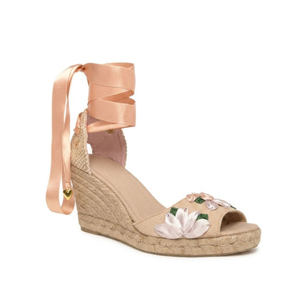 Espadrilles Pastel Flowers in High Heel