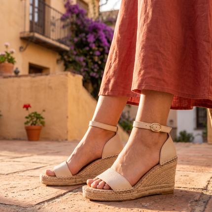 Espadrilles Pompeya Beige High Heel