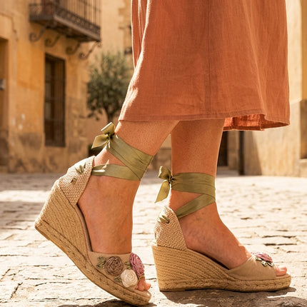 Espadrilles Rose Forest in Open Toes