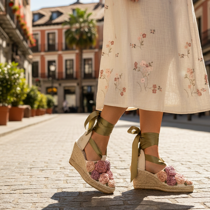 Espadrilles Universe of Roses in Wedge - HANDMADE® BARCELONA