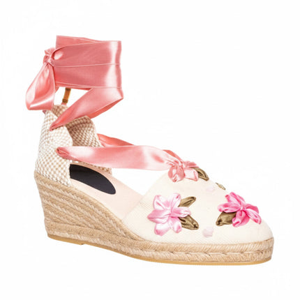 Espadrilles Valencia Crema con Flores - HANDMADE® BARCELONA