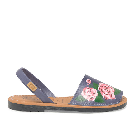 Menorquina Roses in Navy Blue