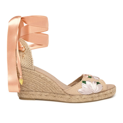 Espadrilles Pastel Flowers in High Heel