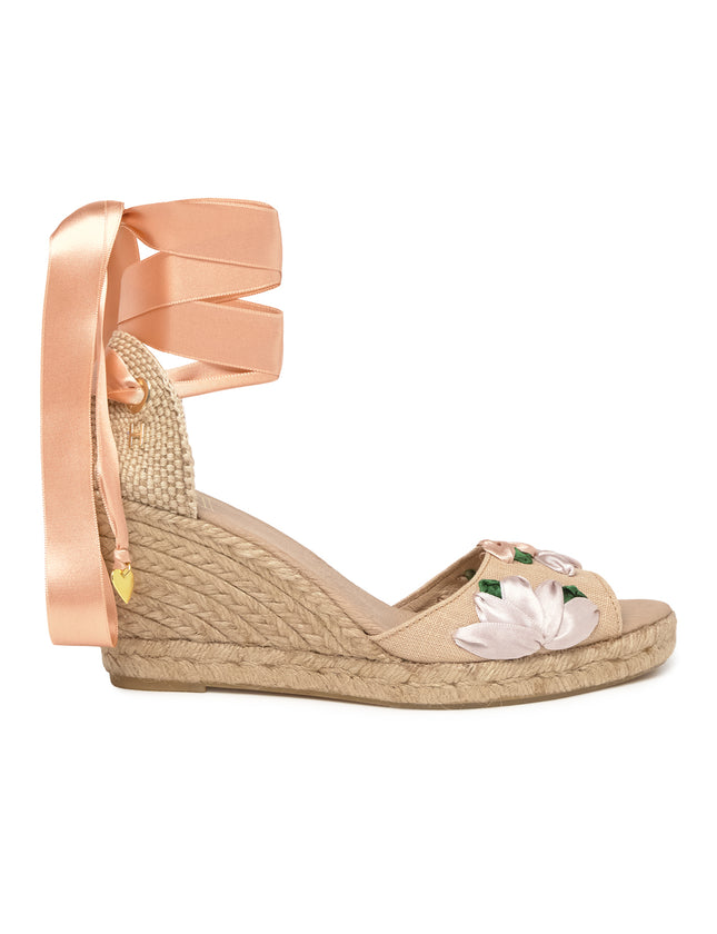 Espadrilles Pastel Flowers in High Heel