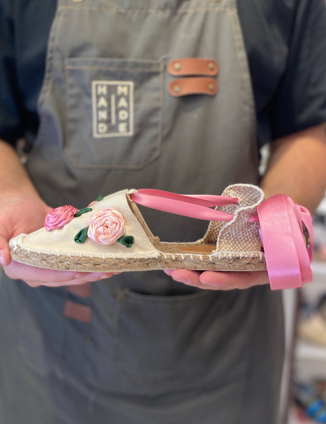 Custom-made Espadrilles Flat Classic Pink Flowers