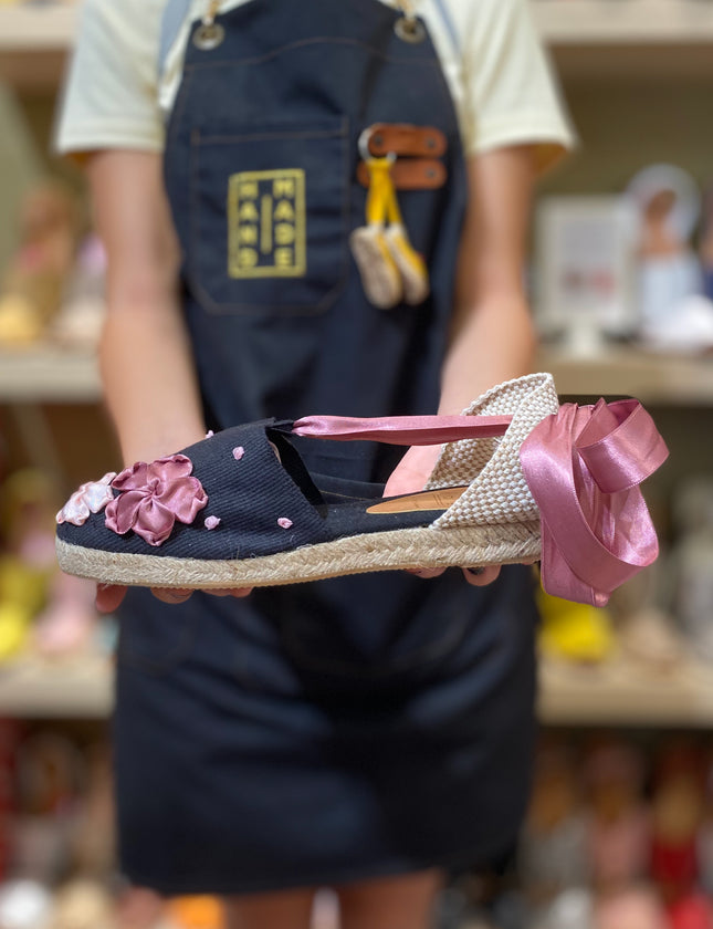 Custom-made Espadrilles Flat Wedge Pink Garden