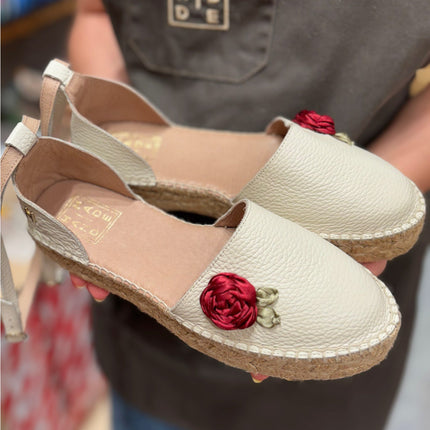 Custom-made Espadrilles Leather Malta con Rosas