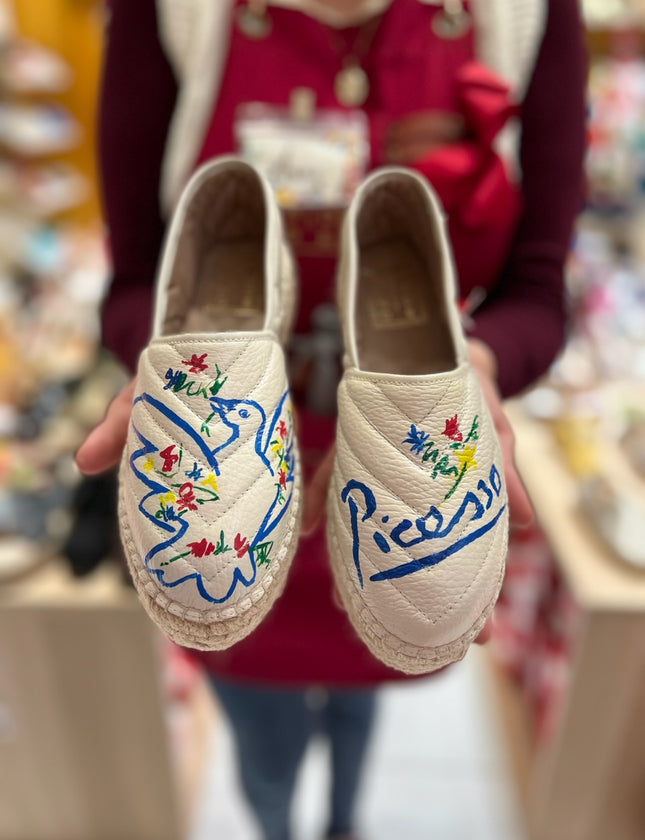 Handpainted Espadrilles Leather Picasso Dove