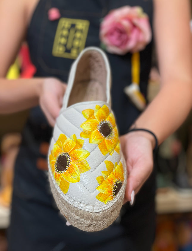 Handpainted Espadrilles Sunflower Platform