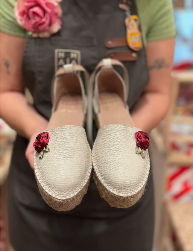 Custom-made Espadrilles Leather Malta con Rosas