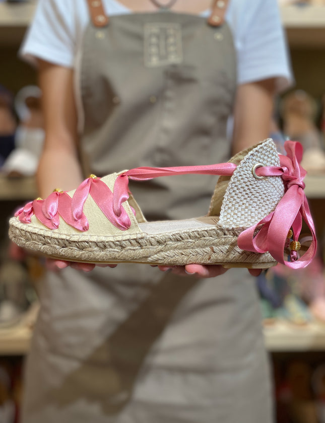 Custom-made Espadrilles Pink Malta Flat Wedge