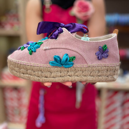 Custom-made Espadrilles Pink & Blue Sneakers