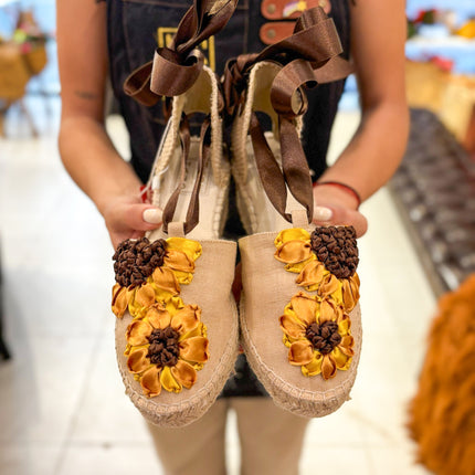 Custom-made Espadrilles Flat Wedge Sunflower