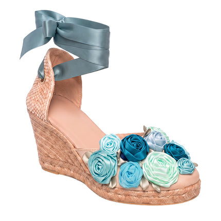 Espadrilles Universe of Roses Blue Mykonos