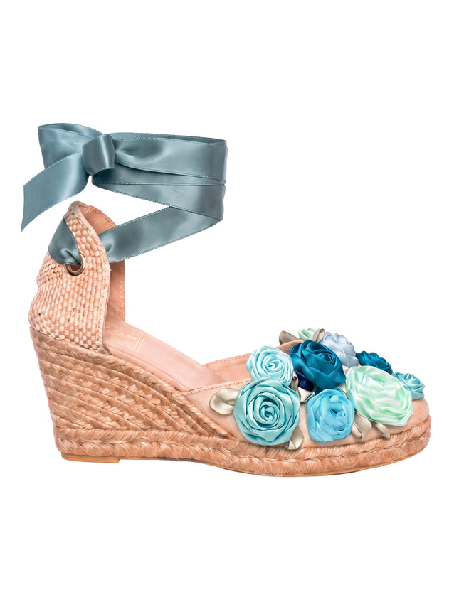 Espadrilles Universe of Roses Blue Mykonos
