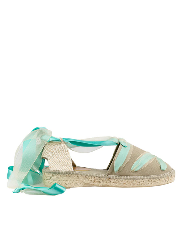 Espadrilles Teal Flat Wedge in Jimmy Choo HANDMADE