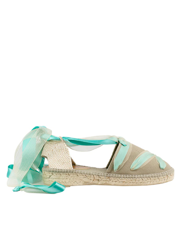 Espadrilles Teal Flat Wedge in Jimmy Choo