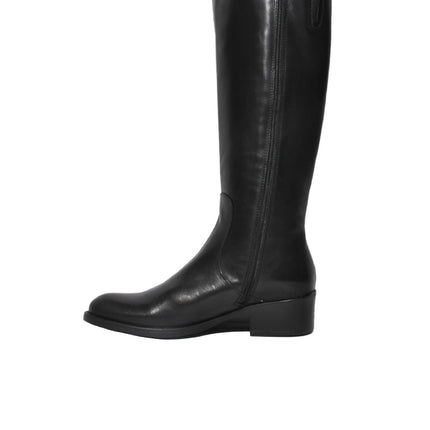 Leather boots-Black Leather Knee-High Boots by Ethical & Sustainable Fashion Brand Mamahuhu