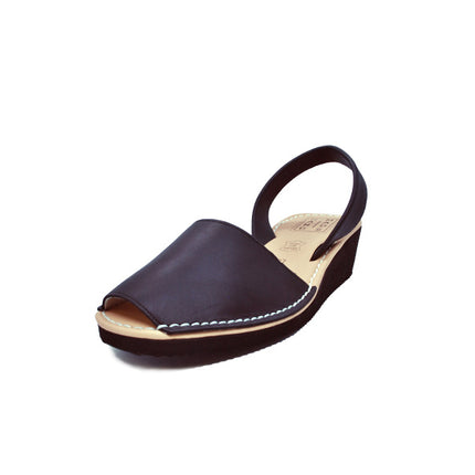 Leather Sandal-Menorquina Black Night Heel by Ethical & Sustainable Fashion Brand Mamahuhu