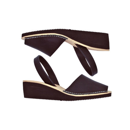 Leather Sandal-Menorquina Black Night Heel by Ethical & Sustainable Fashion Brand Mamahuhu